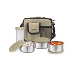 Milton Steel Combi Lunch Box - Beige Set of 4 Containers